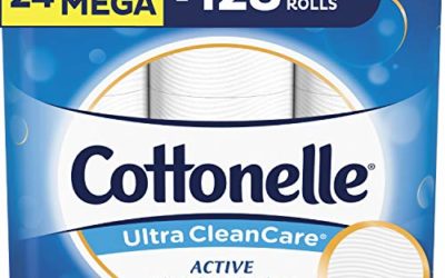 Cottonelle Ultra CleanCare Soft Toilet Paper with Active CleaningRipples, 24 Family Mega Rolls