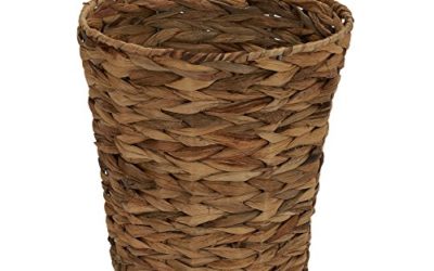 Household Essentials Woven Water Hyacinth Wicker Waste Basket, Natural