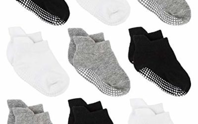Zaples Baby Non Slip Grip Ankle Socks with Non Skid Soles for Infants Toddlers Kids Boys Girls, Assorted 9 Pack, 12-36 Months