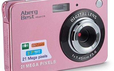 AbergBest 21 Mega Pixels 2.7" LCD Rechargeable HD Digital Camera Video Camera Digital Students Cameras,Indoor Outdoor for Adult/Seniors/Kid (Rose Gold)