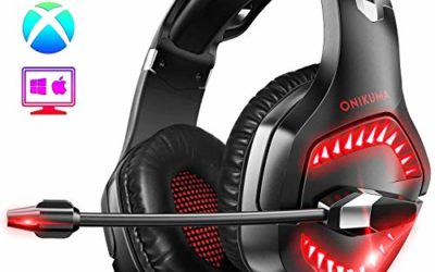 ONIKUMA PS4 Headset-K1 -Gaming Headset Xbox one Headset Gaming Headphone with Surround Sound, RED LED Light & Noise Canceling Microphone for PS4,PC,Mac,Xbox One(Adapter Not Included)
