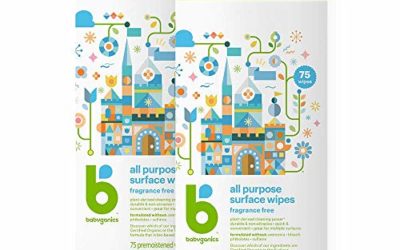 Babyganics All Purpose Surface Wipes, Fragrance Free, 150 Count (contains Two 75-count canisters)