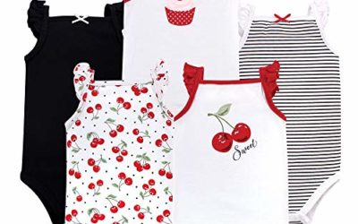 Hudson Baby Unisex Baby Cotton Sleeveless Bodysuits, Cherries, 9-12 Months