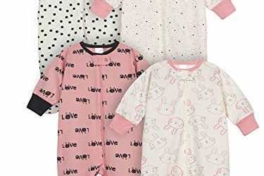 Onesies Brand Baby Girls' 4-Pack Sleep 'N Play, Bunny Pink, 0-3 Months