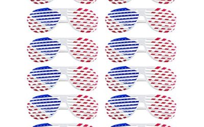 American Flag USA Patriotic Design Plastic Shutter Glasses Shades Sunglasses Eyewear for Party Props, Decoration (12 Pairs)