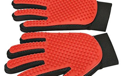[Upgrade Version] Pet Grooming Glove – Gentle Deshedding Brush Glove – Efficient Pet Hair Remover Mitt – Enhanced Five Finger Design – Perfect for Dog & Cat with Long & Short Fur – 1 Pair (Red)