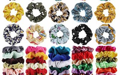 65Pcs Hair Scrunchies Velvet,Chiffon and Satin Elastic Hair Bands Scrunchie Bobbles Soft Hair Ties Ropes Ponytail Holder Hair Accessories,Great Gift for halloween Thanksgiving day and Christmas