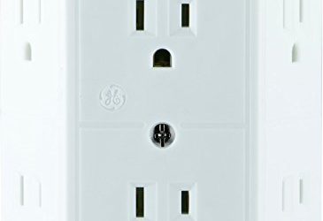 GE 6 Outlet Wall Plug Adapter Power Strip, Extra Wide Spaced Outlets for Cell Phone Charger, Power Adapter, 3 Prong, Multi Outlet Wall Charger, Quick & Easy Install, For Home Office, Home Theater, Kitchen, or Bathroom, UL Listed, White, 50759