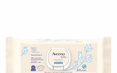 Aveeno Baby Sensitive All Over Wipes with Aloe & Natural Oat Extract for Face, Bottom & Hands, pH-Balanced, Hypoallergenic, Fragrance-, Phthalate-, Alcohol- & Paraben-Free Formula, 64 ct (Pack of 3)