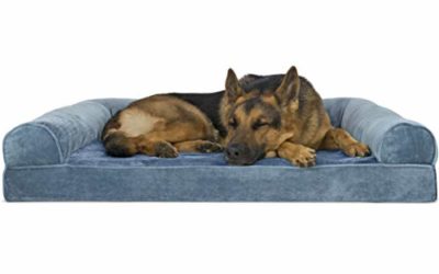 Furhaven Pet Dog Bed – Orthopedic Faux Fur & Velvet Traditional Sofa-Style Living Room Couch Pet Bed w/ Removable Cover for Dogs & Cats, Harbor Blue, Jumbo