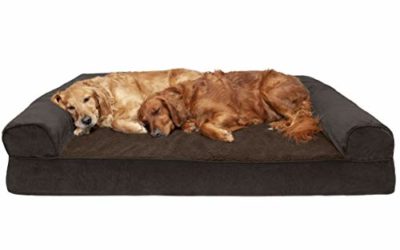 Furhaven Pet Dog Bed – Orthopedic Faux Fleece & Chenille Soft Woven Traditional Sofa-Style Living Room Couch Pet Bed w/ Removable Cover for Dogs & Cats, Coffee, Jumbo Plus