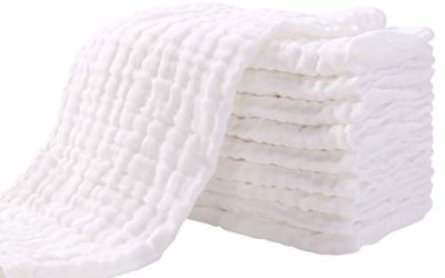 Muslin Burp Cloths for Baby 10 Pack 100% Cotton Large 14"x20" Super Soft and Absorbent by YOOFOSS