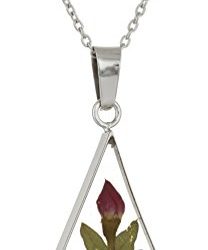 Sterling Silver Multi Pressed Flower Teardrop Pendant Necklace, 16"