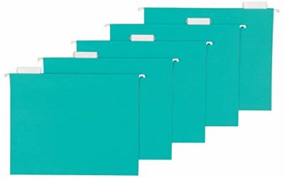 AmazonBasics Hanging Folders, Letter Size, Aqua, 25-Pack