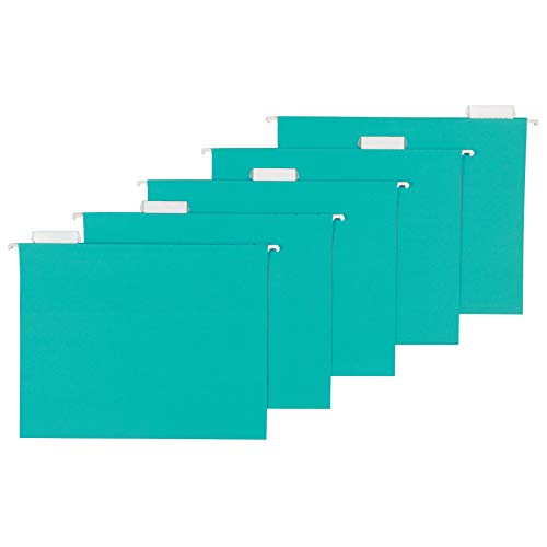 AmazonBasics Hanging Folders, Letter Size, Aqua, 25-Pack