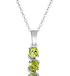 Sterling Silver Genuine Peridot Pendant Necklace, 18"