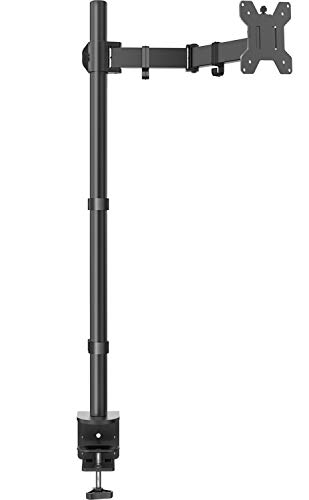 Single Monitor Stand Desk Mount – 39 Inch Extra Tall Fully Adjustable Stand with C Clamp/Grommet Mounting Base, Articulating Monitor Arm for 13-32 Inch Computer Screen, Holds up to 22lbs by HUANUO