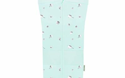 Happiest Baby Sleepea 5-Second Swaddle, 100% Organic Cotton, Doctor Designed for Best Sleep, Hip Safe, No Upsets from Accidentally Rubbing Hands on Face (Teal Planets, Small)