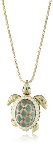 Betsey Johnson "Sea Excursion" Turtle Pendant Necklace Long Necklace