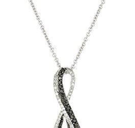 Sterling Silver Black and White Diamond Infinity Pendant Necklace (1/3 cttw), 18"
