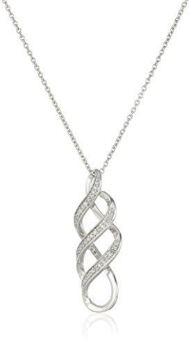 Sterling Silver Diamond Twist Pendant Necklace (1/10 cttw), 18"