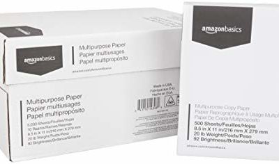 AmazonBasics 92 Bright Multipurpose Copy Paper – 8.5 x 11 Inches, 10 Ream Case (5,000 Sheets)