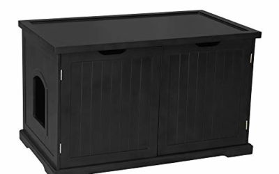 Merry Products Decorative Bench with Enclosed Cat Litter Washroom Box, Black