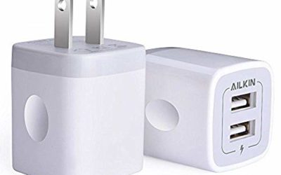 USB Wall Charger, Charger Adapter, Ailkin 2-Pack 2.1Amp Dual Port Quick Charger Plug Cube Replacement for iPhone 7/6S/6S Plus/6 Plus/6/5S/5, Samsung Galaxy S7/S6/S5 Edge, LG, HTC, Huawei, Moto, Kindle