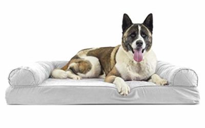 Furhaven Pet Dog Bed – Memory Foam Quilted Traditional Sofa-Style Living Room Couch Pet Bed with Removable Cover for Dogs and Cats, Silver Gray, Jumbo