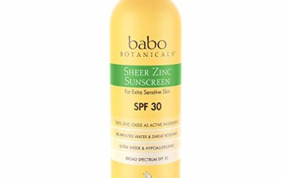 Babo Botanicals Sheer Zinc Continuous Spray Sunscreen SPF 30 with 100% Mineral Active, Non-Nano, Water-Resistant, Reef-Friendly, Fragrance-Free, Vegan, for Babies, Kids or Sensitive Skin – 6 oz.