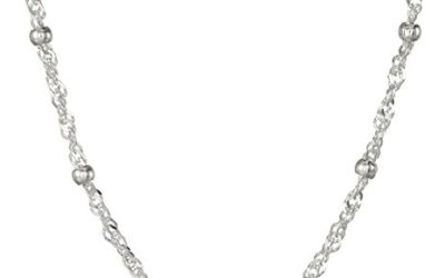 Amazon Essentials Sterling Silver Singapore Bead Chain Station Necklace, 20"