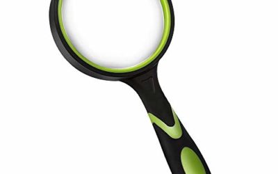 Wapodeai Shatterproof Magnifying Glass 4X Handheld Reading Magnifier for Seniors & Kids, 75mm Large Magnifying Lens with Non-Slip Rubber Handle for Reading and Hobbies