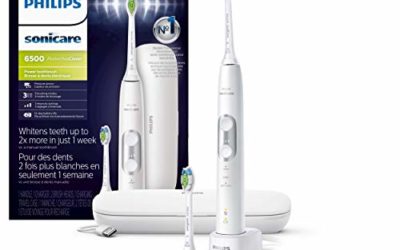 Philips Sonicare ProtectiveClean 6500 Rechargeable Electric Toothbrush with Charging Travel Case and Extra Brush Head, White HX6462/05