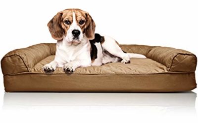 Furhaven Pet Dog Bed – Orthopedic Quilted Traditional Sofa-Style Living Room Couch Pet Bed w/ Removable Cover for Dogs & Cats, Toasted Brown, Medium