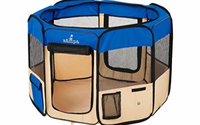 Zampa Portable Foldable Pet playpen Exercise Pen Kennel Carrying Case for Larges Dogs Small Puppies/Cats | Indoor/Outdoor Use | Water Resistant