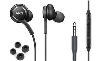 OEM ElloGear Earbuds Stereo Headphones for Samsung Galaxy S10 S10e Plus Cable – Designed by AKG – with Microphone and Volume Buttons (Black)