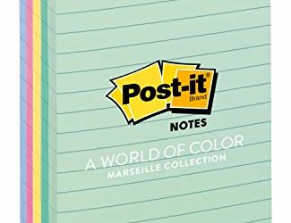 Post-it Notes, 4 in x 6 in, 5 Pads, 100 Sheets/Pad (660-5PK-AST)