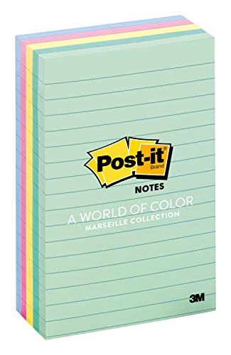 Post-it Notes, 4 in x 6 in, 5 Pads, 100 Sheets/Pad (660-5PK-AST)