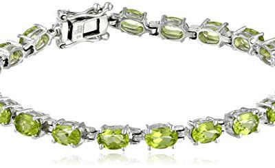 Peridot Oval Cut Tennis Bracelet in Sterling Sillver (9.4 cttw)