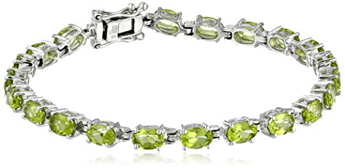 Peridot Oval Cut Tennis Bracelet in Sterling Sillver (9.4 cttw)