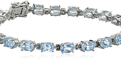 Sky Blue Topaz Oval Cut Tennis Bracelet in Sterling Silver (11.5 cttw)