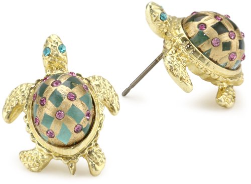 Betsey Johnson "Sea Excursion" Turtle Stud Earrings