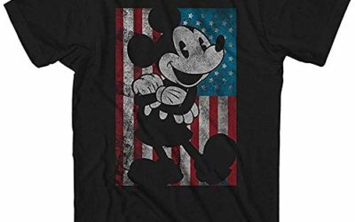Mickey Mouse Disney American Flag Classic Vintage Retro Distressed America Patriotic Graphic Men's Adult T-shirt Tee (Medium)
