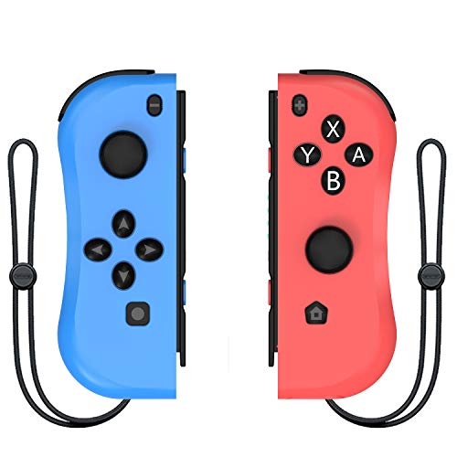 Kinvoca Joy Con Controller Replacement for Nintendo Switch, L/R Joycon Pad with Wrist Strap, Alternatives for Nintendo Switch Controllers, Wired/Wireless Switch Remotes – Red and Blue