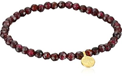 Red Garnet Gold Plated Tree of Life Stretch Bracelet