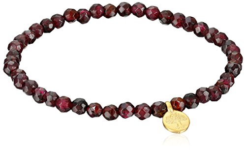 Red Garnet Gold Plated Tree of Life Stretch Bracelet