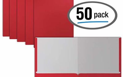 Two Pocket Portfolio Folders, 50-Pack, RED, Letter Size Paper Folders, by Better Office Products, 50 Pieces, Red