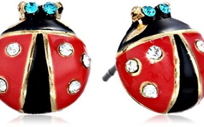 Betsey Johnson Red and Black Ladybug Stud Earrings