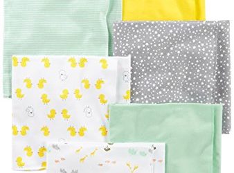 Simple Joys by Carter's Baby Unisex 7-Pack Flannel Receiving Blankets, Grey/White/Mint, One Size