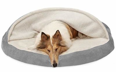 Furhaven Pet Dog Bed – Orthopedic Round Cuddle Nest Faux Sheepskin Snuggery Blanket Burrow Pet Bed w/Removable Cover for Dogs & Cats, Gray, 44-Inch